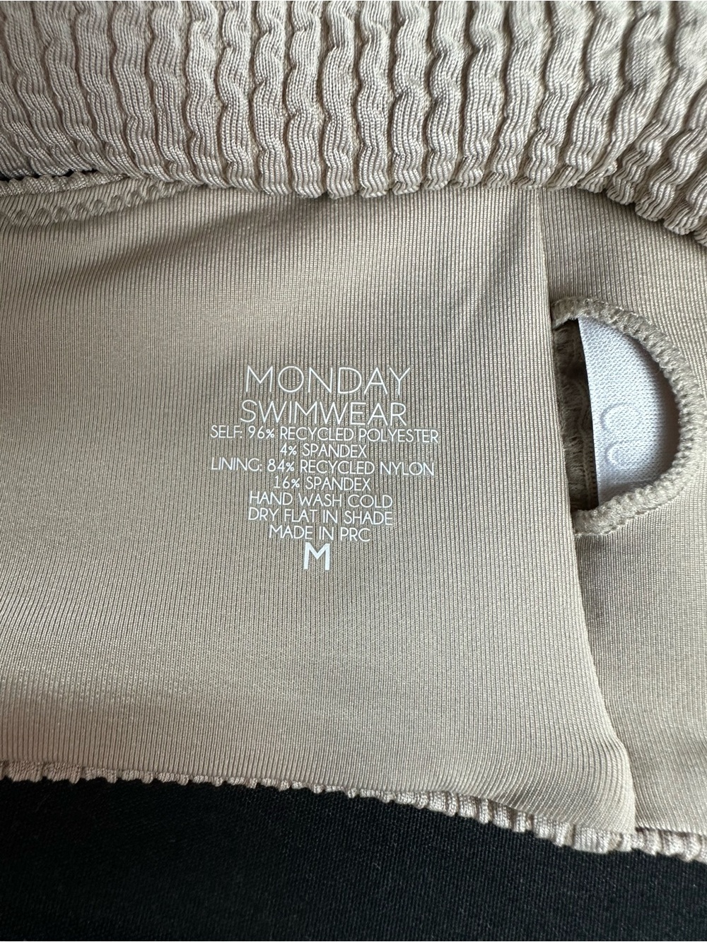 Monday Swimwear Crinkle Tan Bikini Top M Bottom L Ring Detail - Picture 8 of 13